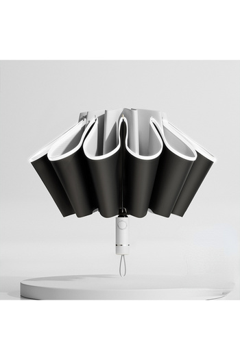 Choice Grey Fully Automatic Reverse Folding Umbrella with Windproof Reflective Stripe UV Umbrellas