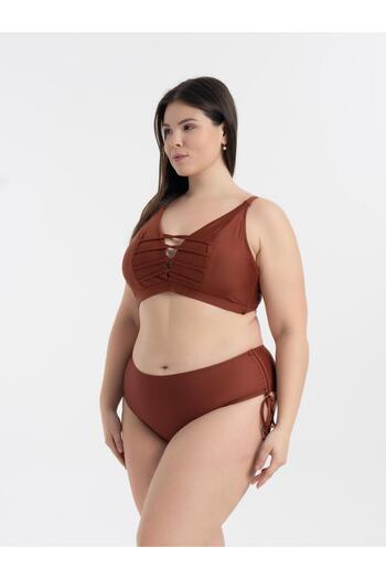 AQUAVİVA Aquaviva Women's Bikini Set: Large Size, Cinnamon, Low Cut, Cross String