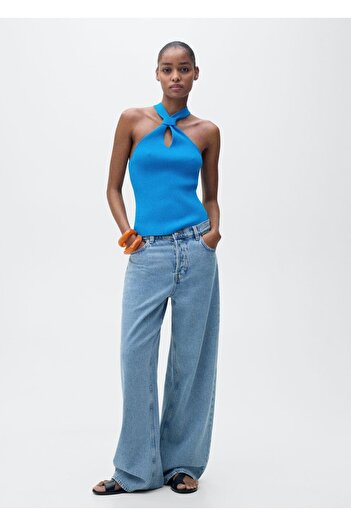 MANGO Woman Knot Detailed Halter Neck Blouse