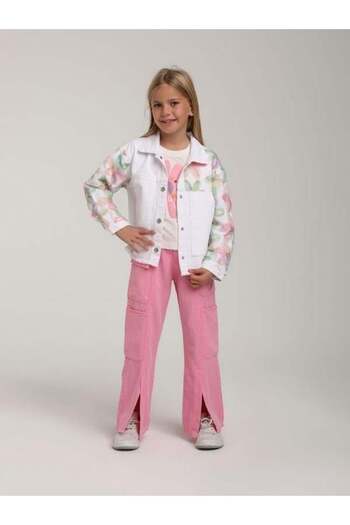 Zekids Girl's Design Floral Denim Jacket