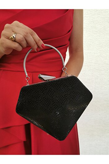 NAZART Women's Snake Black Evening Dress Clutch Chain Strap Hand Wedding Engagement Night Shoulder Bag