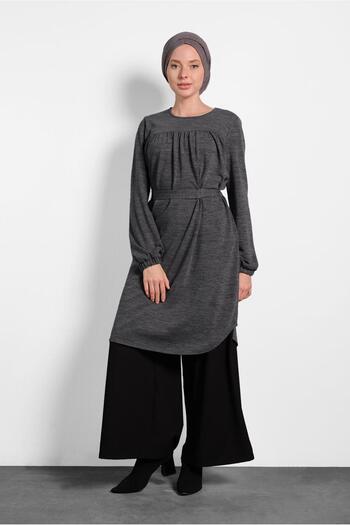 Alvina Belted Crew Neck Plain Tunic 40392