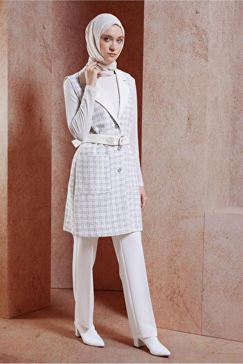 Alvina 45057 Model Belted Vest and Trousers Suit