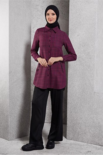 Alvina 45165 Model Plaid Patterned Tunic