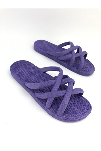 GEZER Women's Summer Straw Look Purple Pool Sea Bath and Daily Slippers - Golden Step Shoes