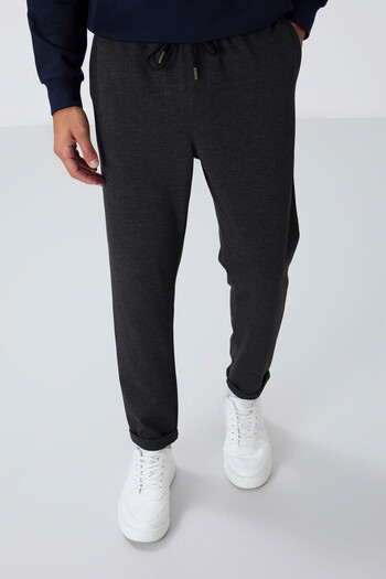 AIR JONES Ανδρικό παντελόνι φόρμας Anthracite Melange Surface Textured Standard Fit - 82154
