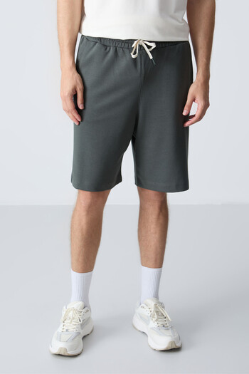 AIR JONES Thick Soft Textured Khaki Cotton Men's Shorts - Standard Fit - 81275