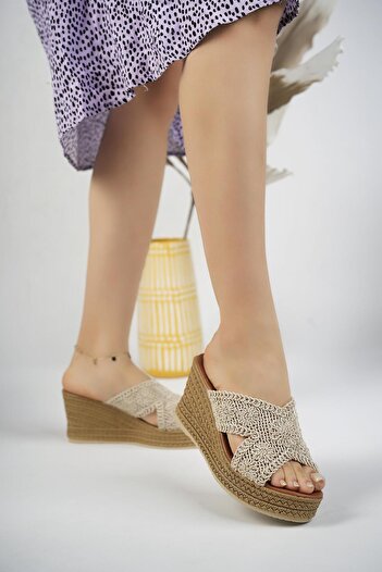 Moda Frato Cross Straw Filling Sole Women's Slippers