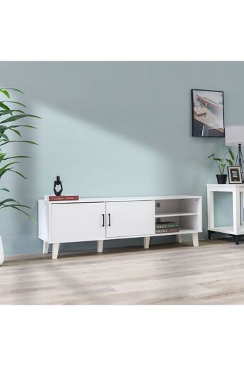 Danube Home Arlo 2 Doors TV Cabinet Up to 55 Inch - White L152xW40xH49cm