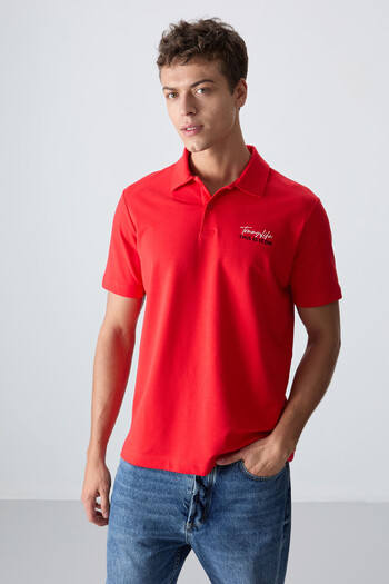 TOMMY LIFE Fiesta Cotton Thick Soft Textured Standard Fit Printed Polo Collar Men's T-Shirt - 88346
