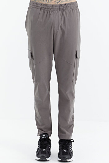 TOMMY LIFE Dark Gray Lace-Up Pocket Detailed Comfortable Fit Men's Tracksuit Bottom - 84998
