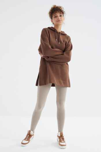 TOMMY LIFE Khaki Raglan Sleeve Full Hooded Oversize Sweatshirt