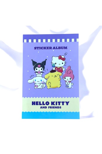BAK GEL AL Purple Cover Hello Kitty Sticker Album → Hello Kitty and Friends Sticker Book - Friendship Themed Sticker Book