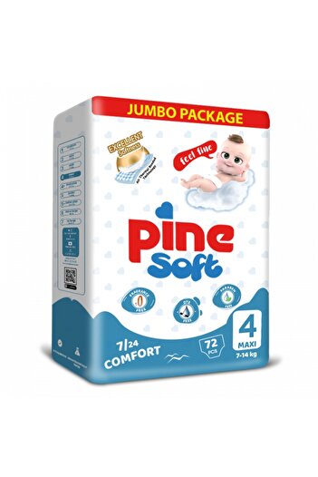 Pine Scutece Pine Soft, Pachet Jumbo, nr. 4, 7-14 kg, 72 buc