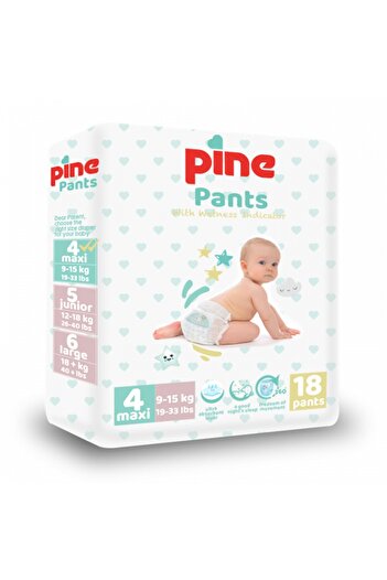 Pine Pine Pants diapers, no. 4, 9-15 kg, 18 pcs