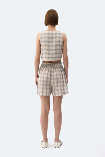 İKİKIZ Gray Plaid Vest