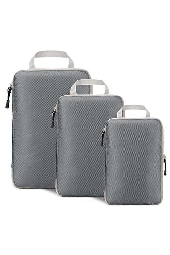 COOYA 3-Piece Foldable Storage Bag, Accommodate Enough Items, with Smooth Zipper, for Any Type of Trip