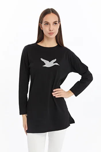 CNR TEKSTİL Bird Printed Tunic