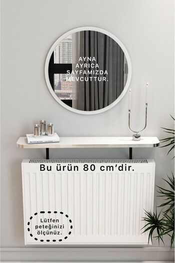 TALAŞTOZUM Beyaz Gümüş Pvc Petek Üstü Tak Çıkar, Uçan Raf & Dresuar Duvar Montajsız Oval Kesim 80 Cm