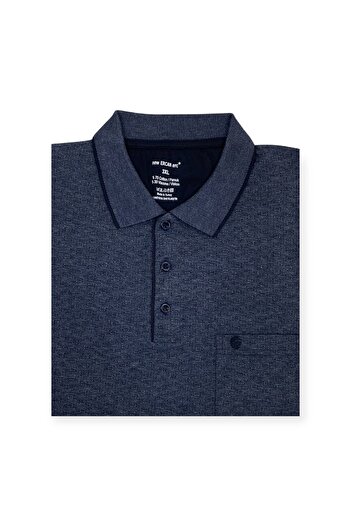 Sadık Collection Ercan Men's Large Size Polo Collar Pocket Jacquard Cotton T-Shirt 0141