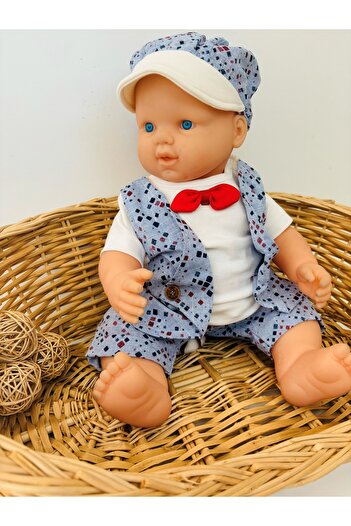 Tomuycuk Navy Blue Baby Boy Set - Tuxedo Baby Set with Bow Tie - Set of 3