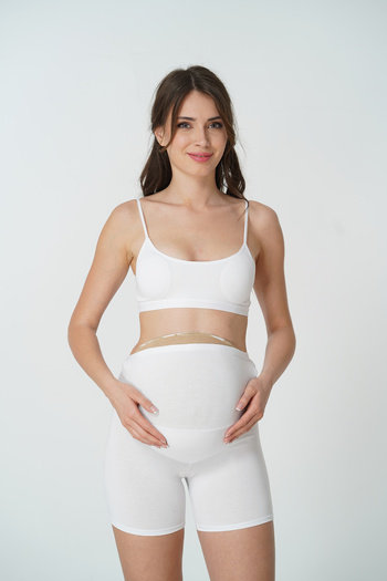 İMER TEKSTİLL Cotton Modal Maternity over the Knee Short Leggings Maternity Shorts