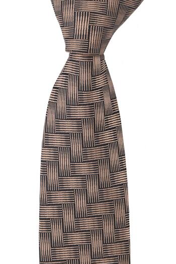 Esgue Slim Fit Μπεζ - Μαύρο μοτίβο Slim 6 cm. Χειροποίητη γραβάτα