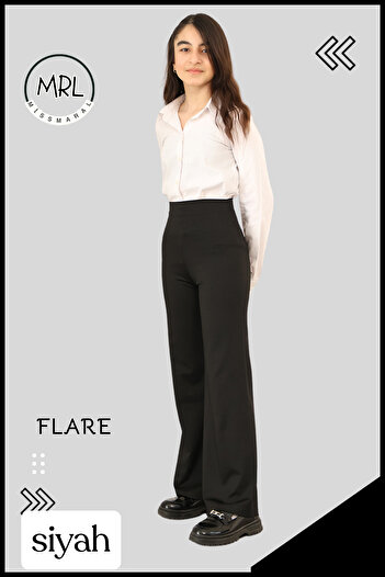 missmaral Blacks Flared Leggings Pants High Waist Lycra Diving Fabric Flare 4040