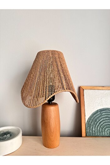 KorFam Wicked Handmade Bohemian Asymmetric Shape Rustic Lampshade with Wooden Legs