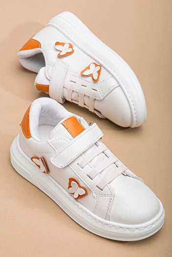 Dilimler Ayakkabı Girl's Sports Shoes Orange Butterfly Model Stitched Sole