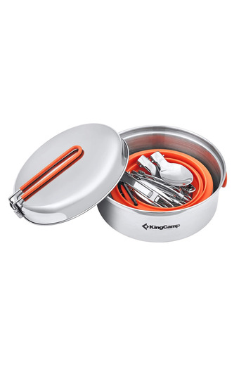 KINGCAMP Adventurer I Pro Stainless Steel Camping Cookware Set 17 Piece