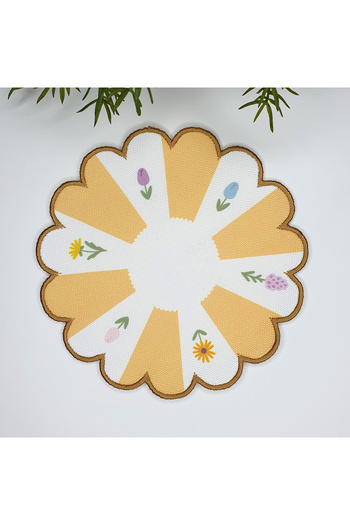 decofav Flower Shaped Decorative Design Embroidery Edge Fabric Cocktail Napkin 2 Pieces
