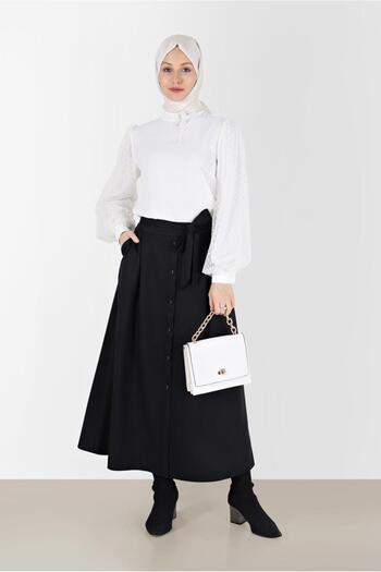 Alvina CREPE BLUZ WITH DOT SLEEVES AND TOWEL DETAIL 42300