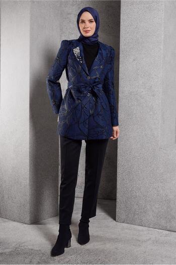 Alvina Jacquard Crossed Collar Jacket 44740
