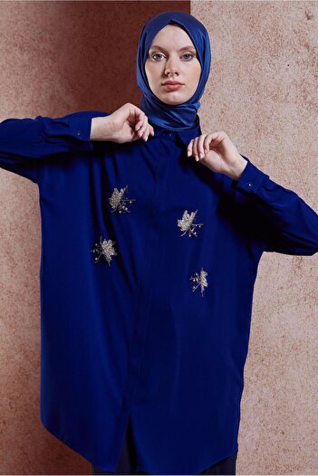 Alvina 44468-1 Model Hijab Tunic - Stone Detailed
