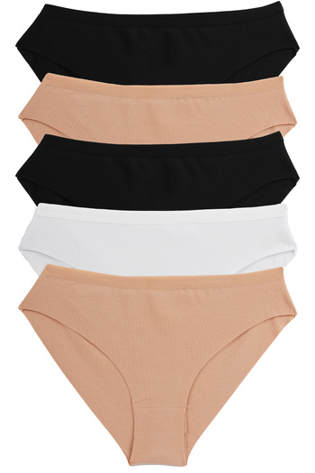 Nicoletta Chiloți de damă Pachet 5 bumbac tăiat cu laser Interlock Lycra MIXCOLOR