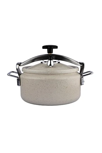 ALSAIF Aluminum Granite Pressure Cooker Iron Handle, Short Height, 10 Liter, Color: Pearl White