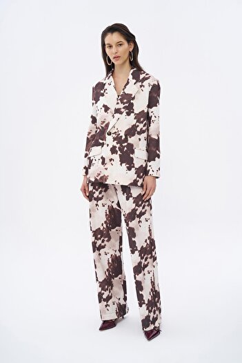 Çnru Oversized Blazer Jacket with Front Buttons, Double-Breasted Collar Pattern