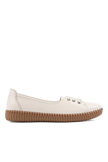 Celal Gültekin Women's Beige Lace-Up Leather Shoes