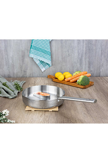 Zilan Zilan ZLN1337 stainless steel deep frying pan, 1.5L, Diameter 24 cm, Riveted handle, Stainless steel handle