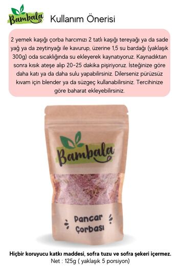 Bambala Haftalık 3'lü Çorba Paketi ( 3x50g) Pancar, Ispanak, Balkabaklı sebze Çorbası
