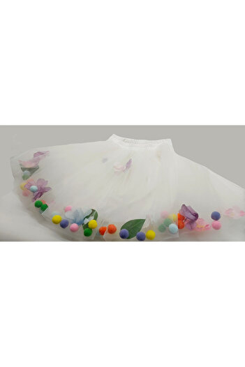 By Piera Flower and Pompom Tutu Skirt 6636