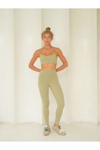 MAİ COLLECTİON Fold Ankle-Length Soft Khaki Leggings