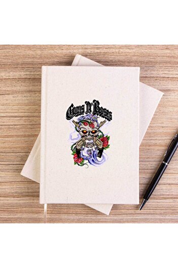 CrowsGate Guns N Roses Skull and Gun Unlined Canvas Notebook