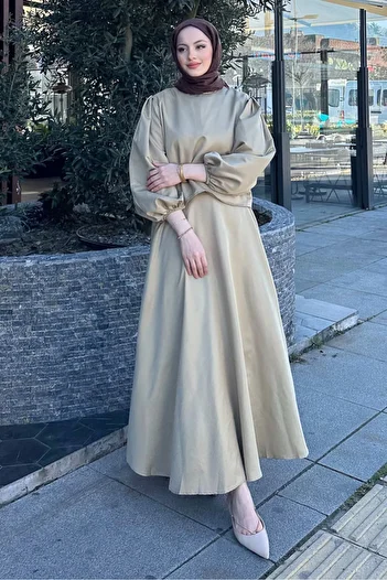Ovn. Balloon Sleeve Satin Skirt Suit - Oil Green