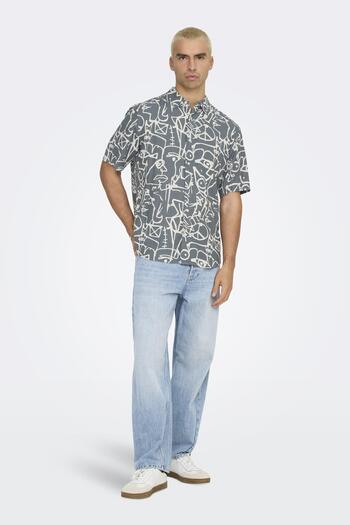 Only & Sons ΜΠΛΟΥΖΑ ONSBUD LIFE SS SLIM AOP VISC/LIN