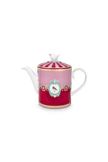 Pip Studio Porcelain teapot, Pip Studio, Medallion Red-Pink, 1.3l, Love Birds collection