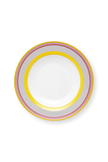 Pip Studio Porcelain plate, Pip Studio, Stripes Yellow, 23.5cm, Pip Chique collection