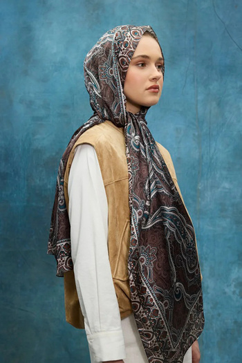 cs camellia scarf Κρυστάλλινο Σάλι - Πικρό Καφέ