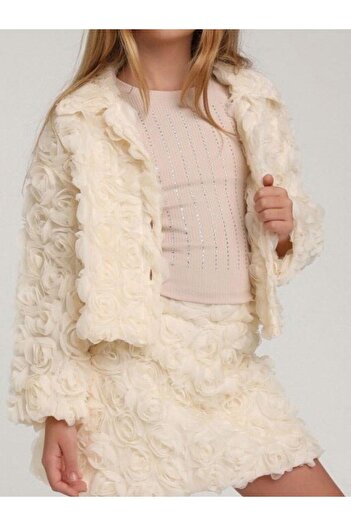 Zekids Girl's Embossed Floral Tulle Design Skirt Suit